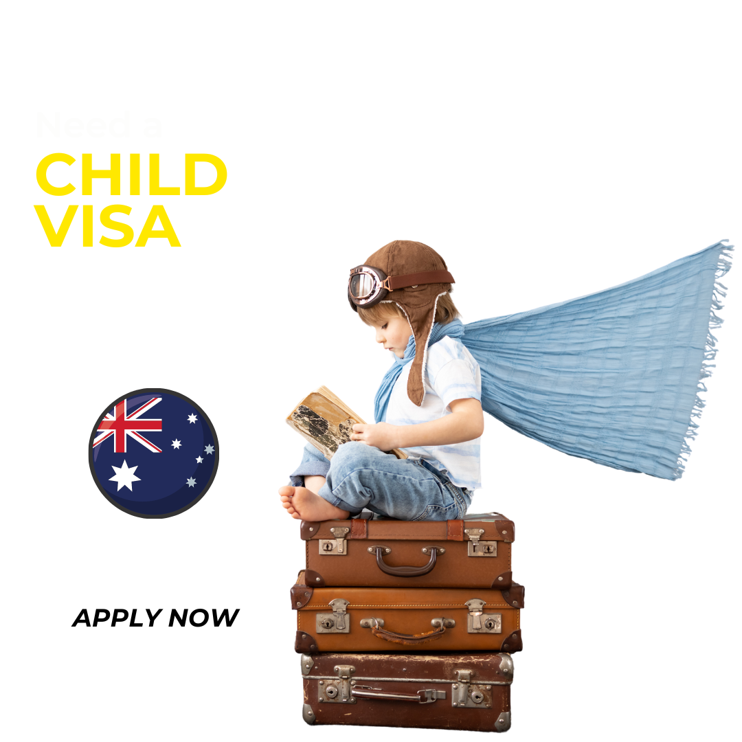Nestled amidst a pile of suitcases, the young boy gleefully examines his Child Visa, his heart brimming with excitement for his Australian adventure.