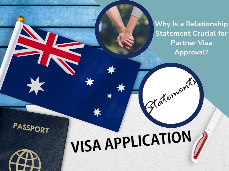 Visa application for relationship statement partner visa with the Australian flag in the background.